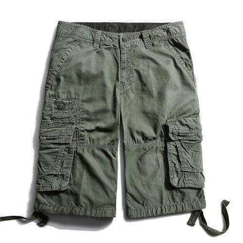 Men Summer New Casual Pockets Camouflage Cotton Cargo Shorts Men Solid Loose Camo Knee-length Men Fashion Street Hip Pop Shorts