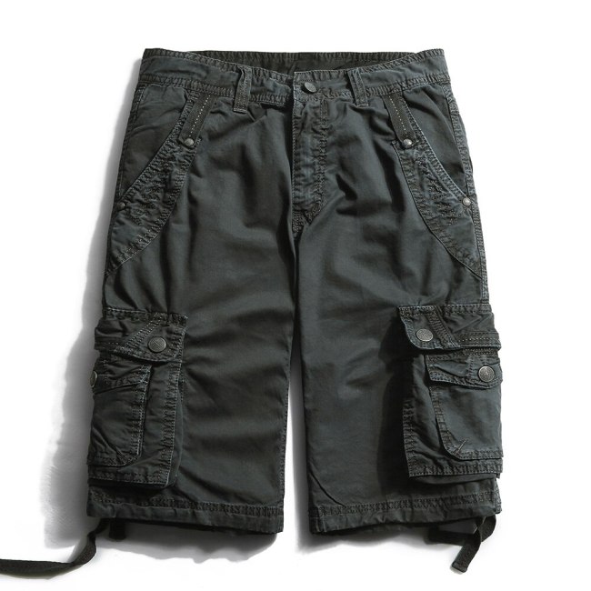 Luulla Men Brand Summer New Cotton Solid Military Cargo Shorts Men Casual Loose Short Safari Style Knee Length Shorts Men Plus