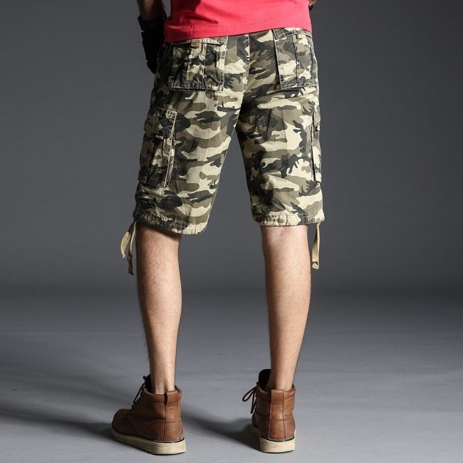 Plus Size 40 Men Summer Casual Cotton Cargo Shorts Men Camouflage Military Fashion Short Pants Brand Clothing Pocket Shorts Men