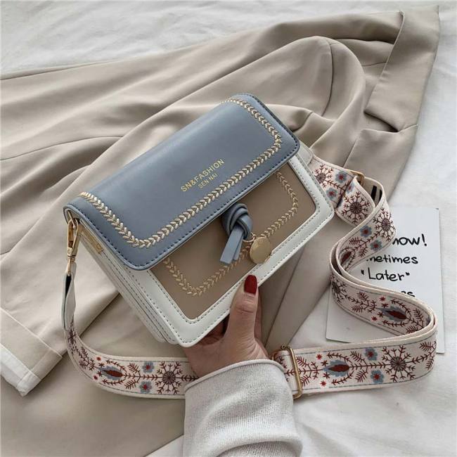 Contrast color Leather Crossbody Bags For Women 2021 Travel Handbag Fashion Simple Shoulder Messenger Bag Ladies Cross Body Bag