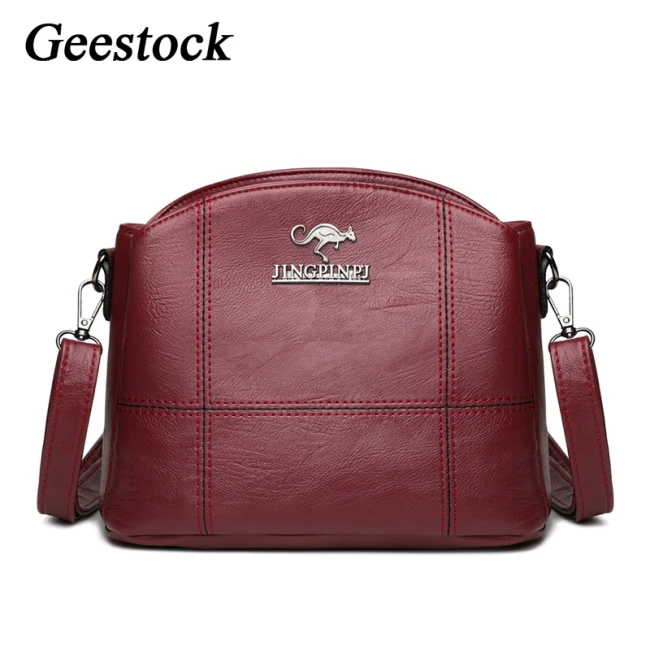 Geestock Vintage Women' s Bags Fashion Leather Small Sholder Bag Designer for Female Phone Pocket Simple Crossbody Messenger Bag
