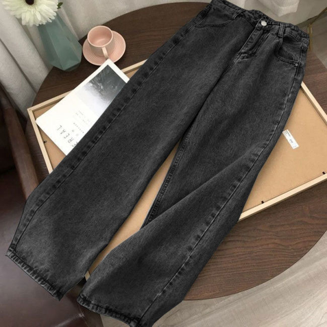 Woman Jeans Streetwear Vintage Quality 2020 Fashion Harajuku Straight Pants High Waist Clothes Wide Leg Denim Clothing Blue