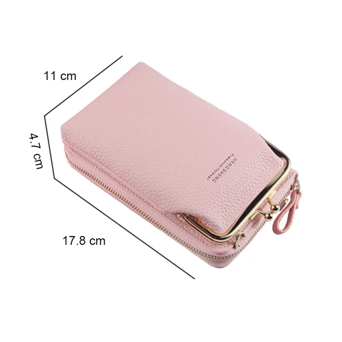 Geestock Women Phone Crossbody Bag PU Leather MINI Shoulder Messenger Bag Large Capacity Travel Portable Coin Purse Card Pouch