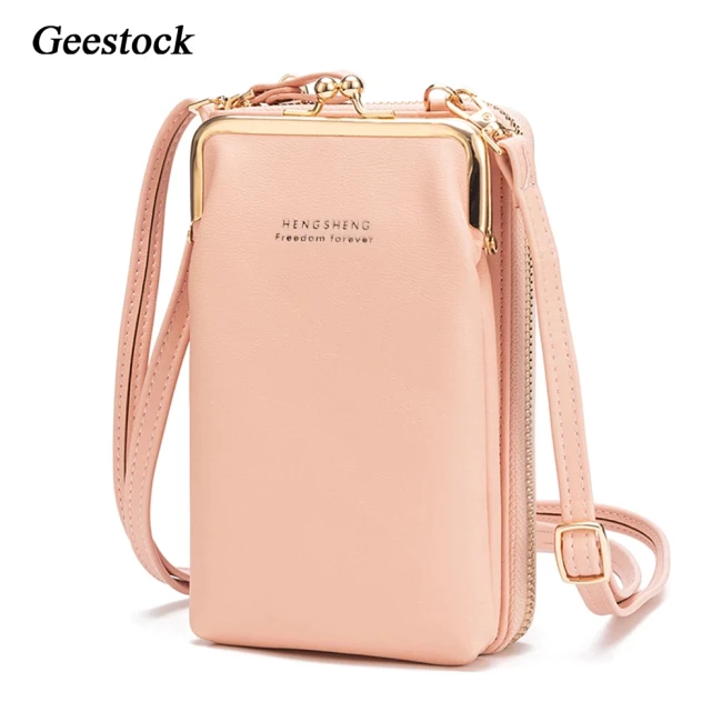 Geestock Women Phone Crossbody Bag PU Leather MINI Shoulder Messenger Bag Large Capacity Travel Portable Coin Purse Card Pouch