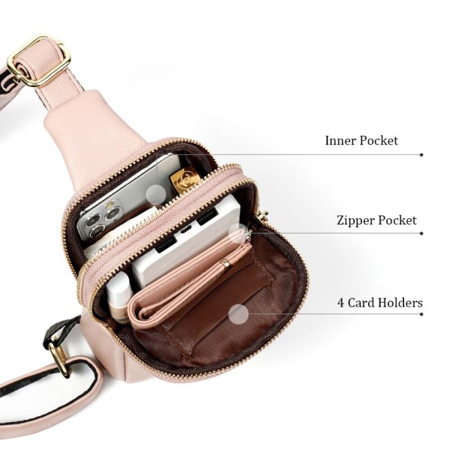 Geestock Women's Chest Pack Bag for Fashion Luxury Leather Hip Hop Banana Belt Bag Small Crossbody Waist Bags Shoulder Bag