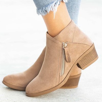 2021 New style suede zipper women's shoes for autumn and winter