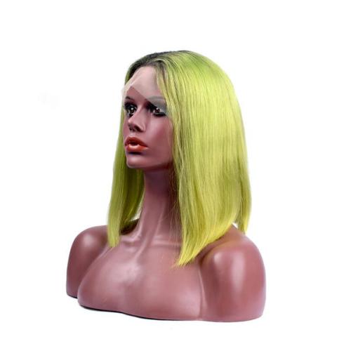 Virgin Bob Wig 180% #1B/Light Green