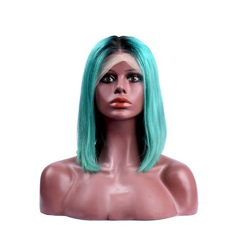 Virgin Bob Wig 180% #1B/Acid Blue