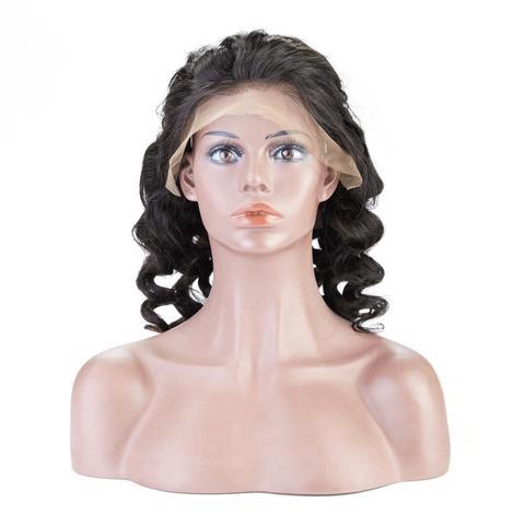 Top Virgin Front Lace Wig Loose Curly (Brown-Lace)
