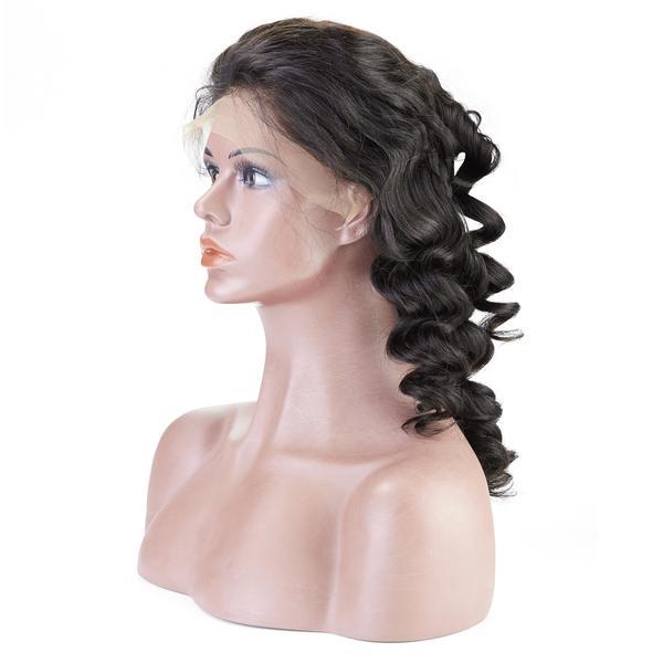 Top Virgin Front Lace Wig Loose Curly (Brown-Lace)
