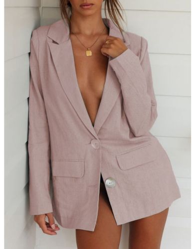 Pink Fall Winter Blazers For Woman Two-button Jacket Suit Tops