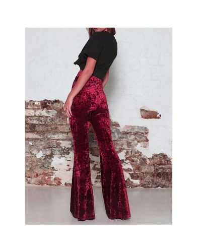 Casual Velvet High Waist Loose Wide-legged Pants For Woman
