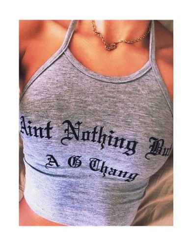 Sexy Letters Printed Sleeveless Cotton T-shirt Short Cropped Camisole