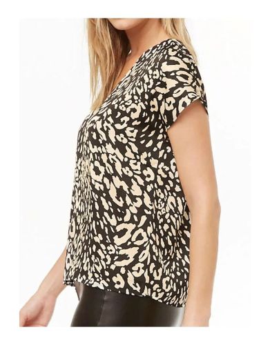 Casual T-shirts Leopard Print V-neck Loose Summer Top