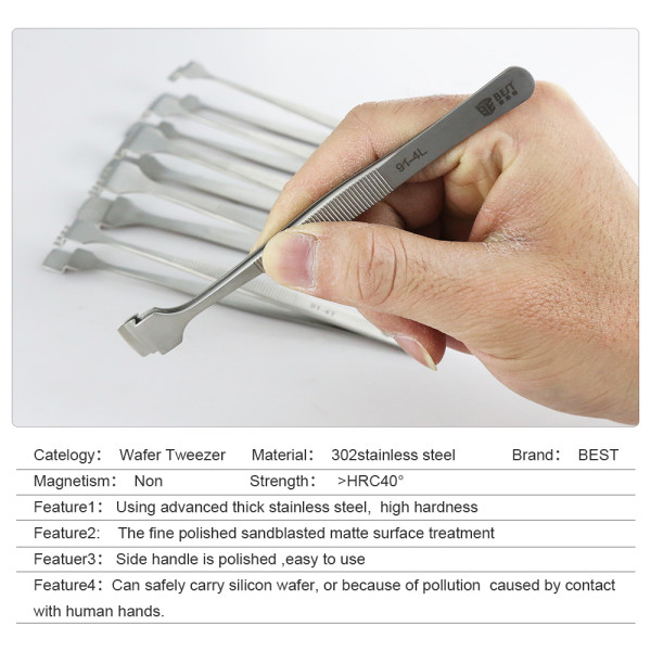 High quality Wafer with Big Flat Tip Antistatic Tweezers SMD Tweezer