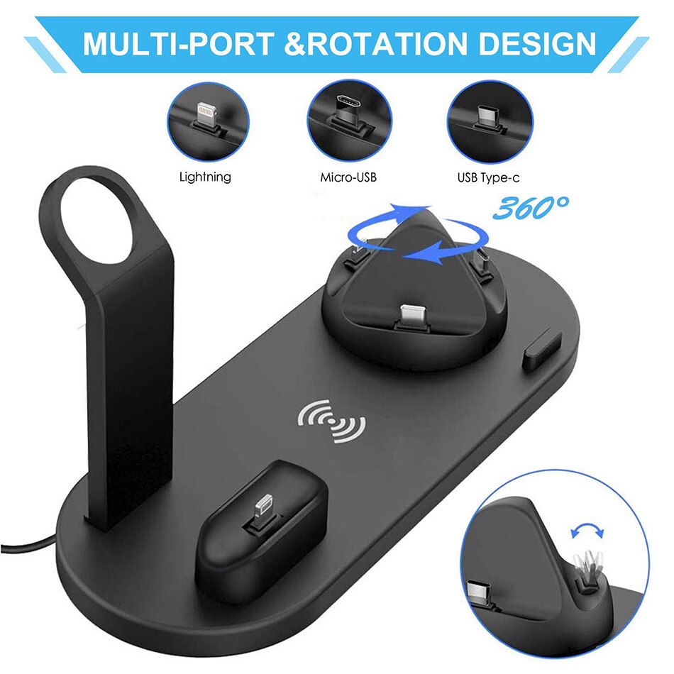 KEPHE 4 in 1 Wireless Charging Induction Charger Stand For iPhone 11 Pro X  XS Max XR 8 Airpods Pro Apple Watch Docking Station