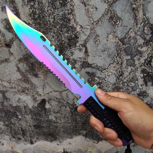 Tactical Full Tang Hunting Camping Dagger, High Hardness W/Sheath Multi-Color Blade