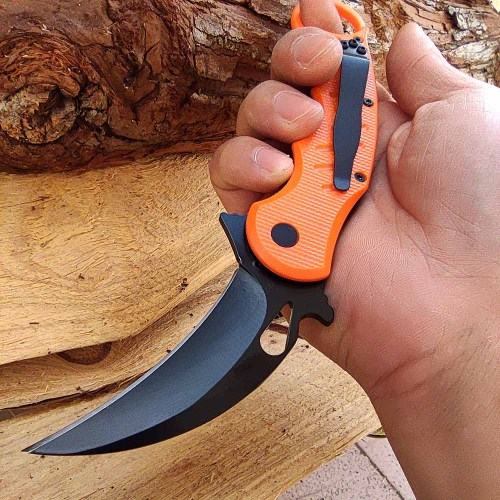 Tactical Karambits - Cs Go Claw Knife Utility Military Defense Knife , Stainless Steel Blade Plastic Hanlde - Orange