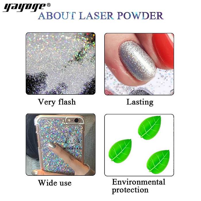 Silver Nail Glitter Chrome Laser Powder LS-01