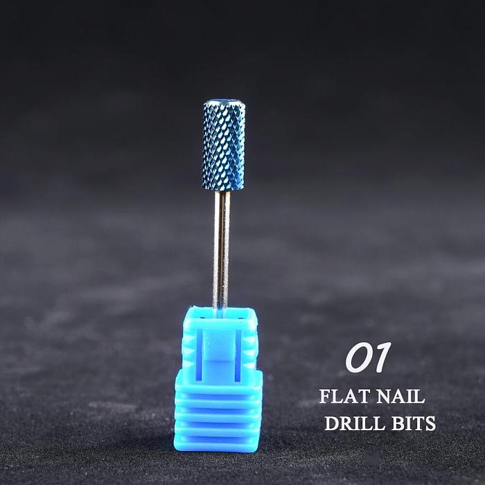 5 Size Flat Head Tungsten Nail Drill Bit For Electric Nail Drill