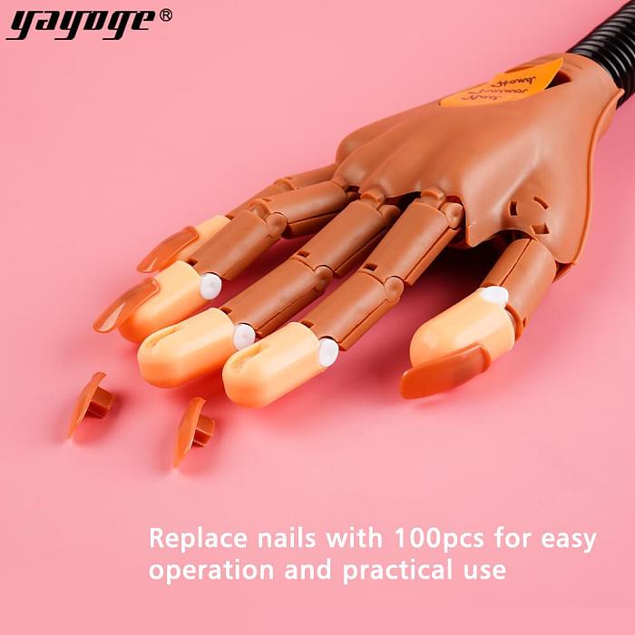 Single Detachable Practice Hand+100pcs Nail Tips Adjustable Hands Model