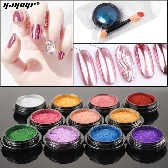 11 Colors Nail Mirror Powder Aurora Laser Chrome Glitter