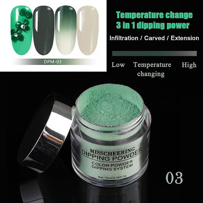 3 IN 1 Chameleon Dip Powder Temperature Change Color Powder No Need Cur