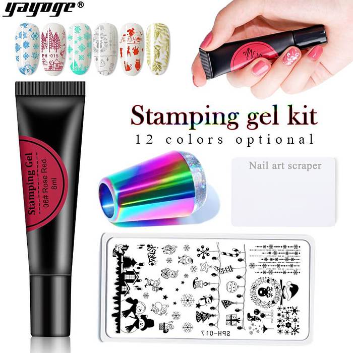 Soak Off Stamping Gel + Stamping Plate + Stamer Scraper Kit YHJ-A2