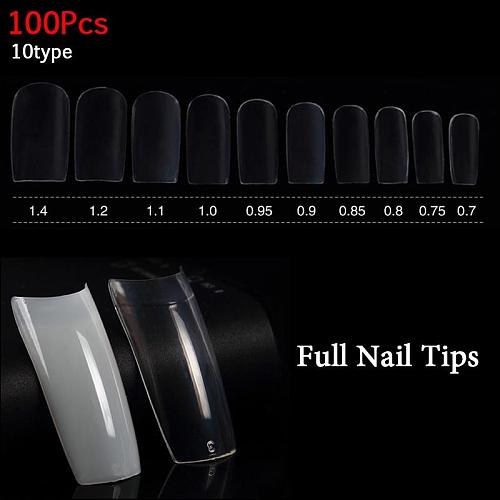 100Pcs/Set Transparent Full Nail Tips FN100-T1-A