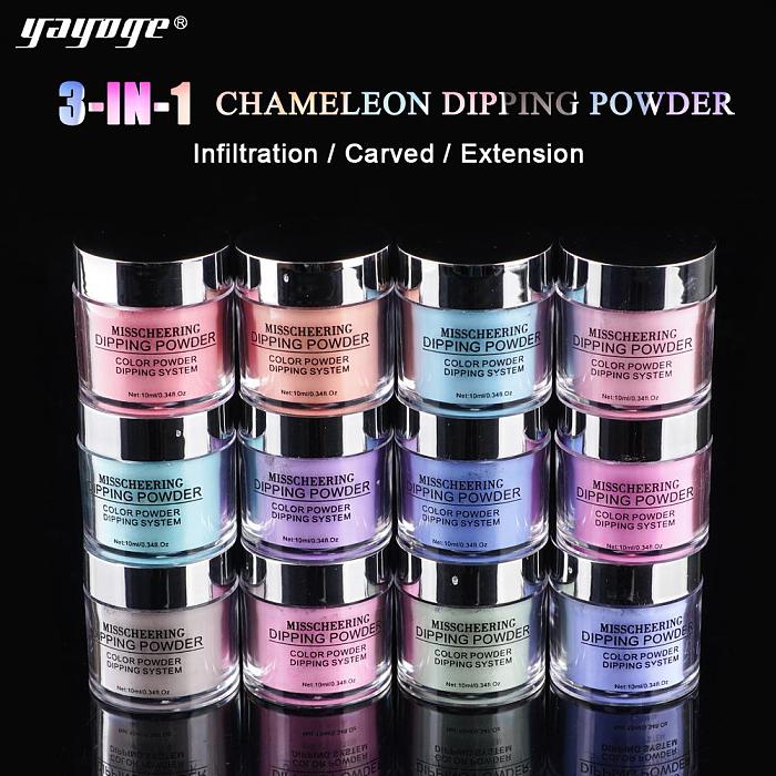 3 IN 1 Chameleon Dip Powder Temperature Change Color Powder No Need Cur