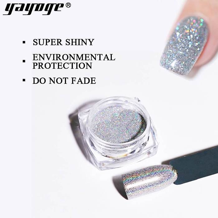 Silver Nail Glitter Chrome Laser Powder LS-01