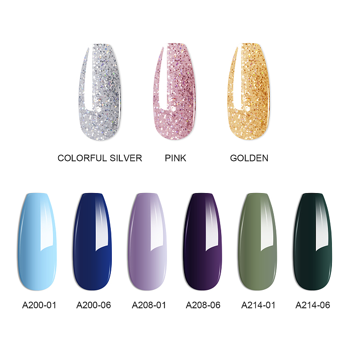 New Spring Light Colors 25PCs Nail Gel Glitter Polygel Kit