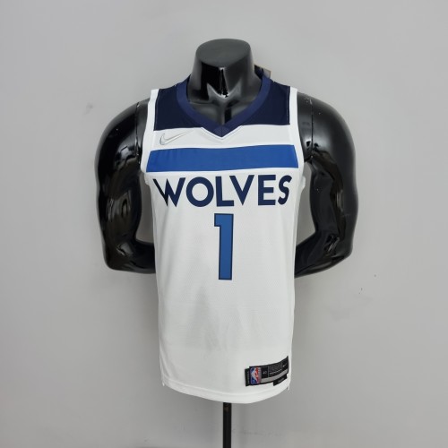 75th Anniversary Minnesota Timberwolves Edwards #1 White NBA Jersey