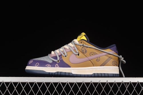 NIKE DUNK Low  Retro  Vibe style old deconstructed shoelace purple-brown beige white SB low-top sports leisure board shoes DD1391-700