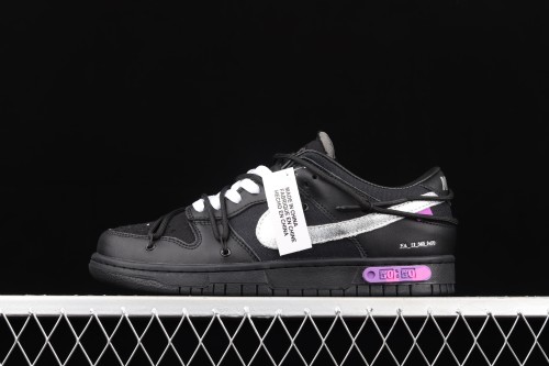 OFF-White x NIKE DUNK Low  04 of 50  OW all black casual sports skateboard shoes DM1602-001