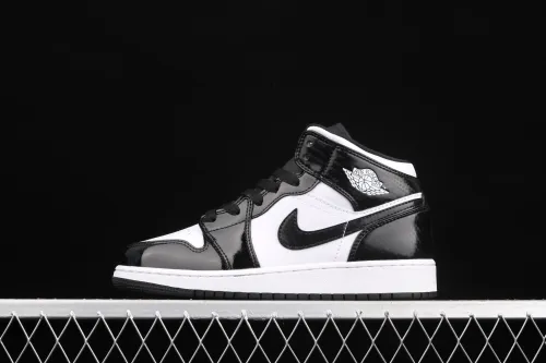 Air Jordan 1 Mid  All-Star  Bang all-Star black and white lacquered leather basketball shoes DD1649-001