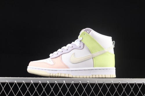 NIKE SB DUNK High  Cashmere  white pink yellow color splicing SB buckle rebound fashion leisure board shoes DD1869-108
