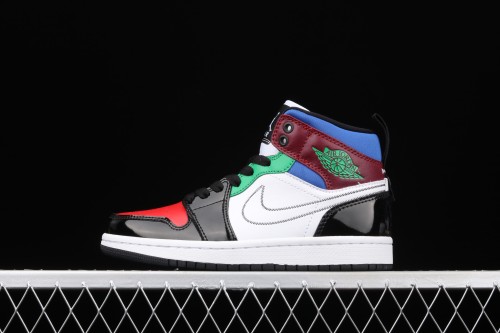 Air Jordan 1 Mid  Multicolor  color splicing Zhongbang basketball shoes DB5454-001