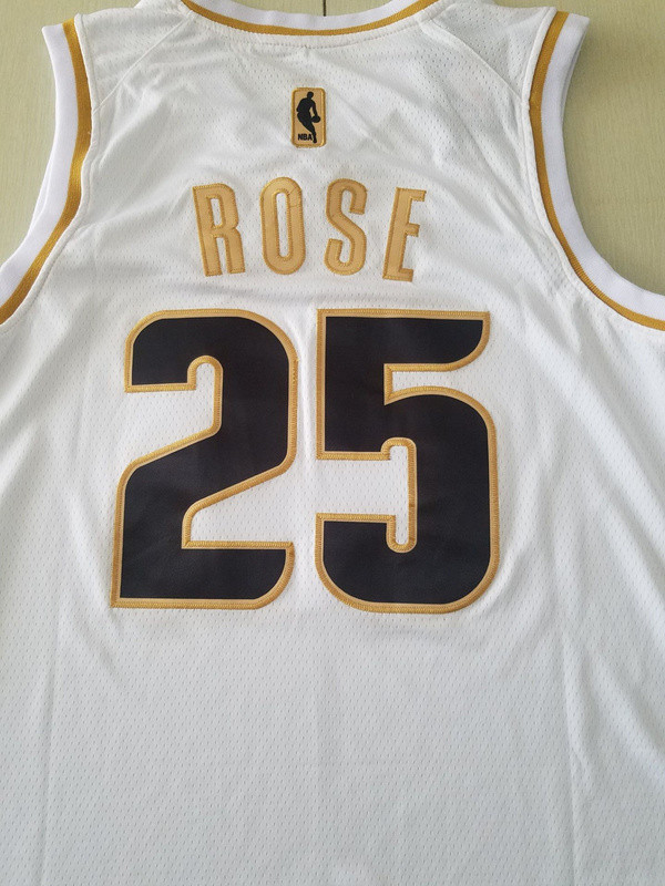 Derrick Rose 25 White Golden Edition Jersey