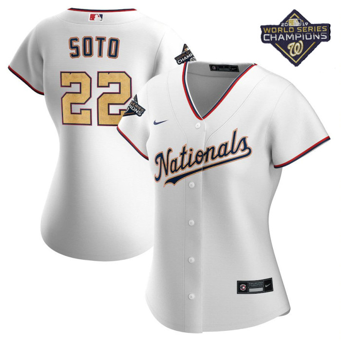 Women's Juan Soto White&Gold 2020 Gold Program Player Team Jersey