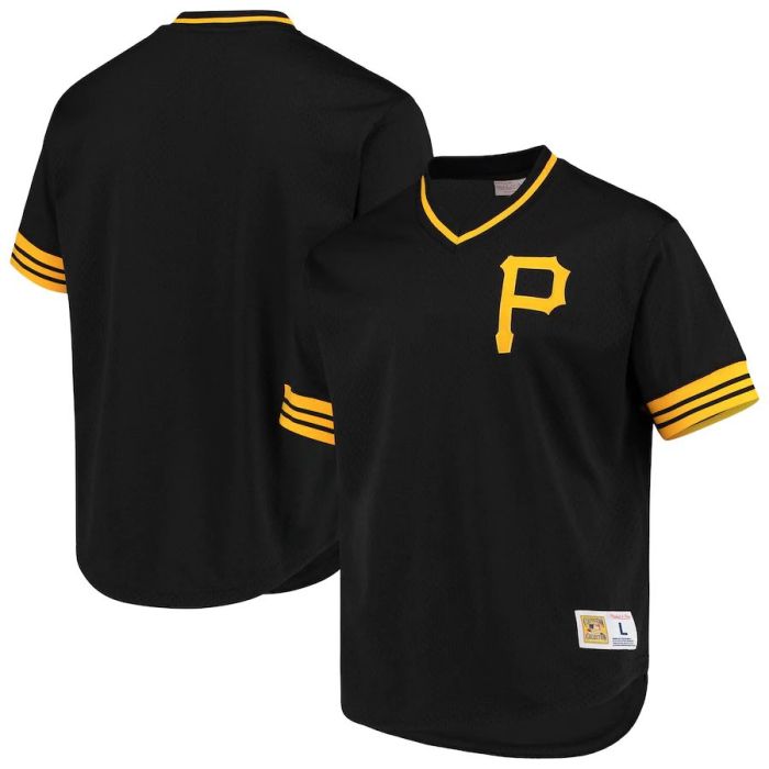 Men's Black Mesh V-Neck Batting Practice Throwback Jersey