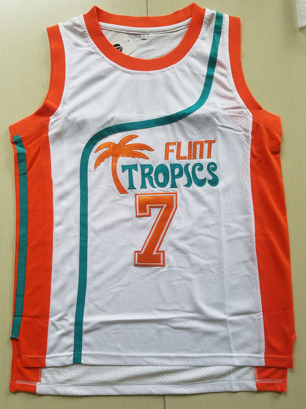 Flint Tropics 7 Coffee Black Basketball Jersey Semi Pro Team New