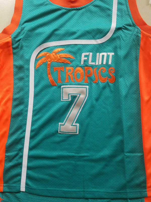 Flint Tropics 7 Coffee Black Basketball Jersey Semi Pro Team New