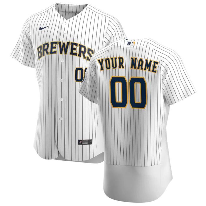 Men's White&Navy 2020 Alternate Authentic Custom Team Jersey