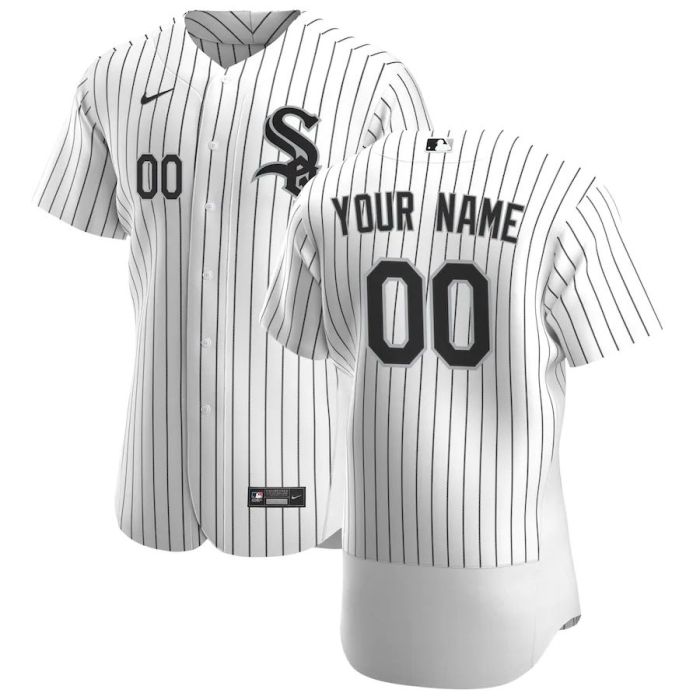 Men's White&Black 2020 Home Authentic Custom Team Jersey
