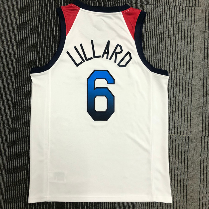 Thai Version Men's Damian Lillard White USA Basketball Player Jersey