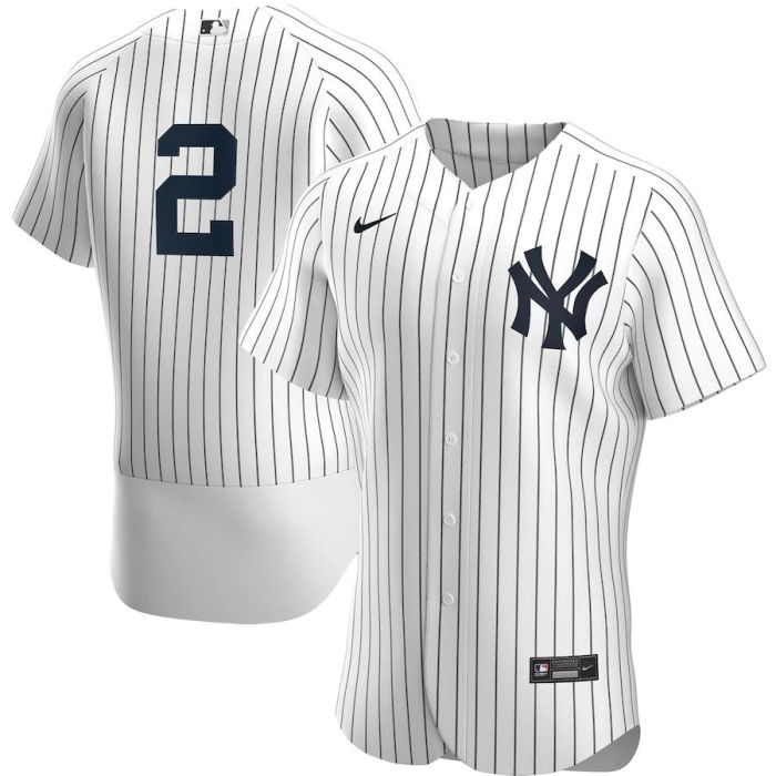 Men's Derek Jeter White&Navy Home Authentic Player Team Jersey