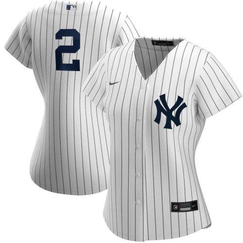 Women's Derek Jeter White&Navy Home Player Team Jersey