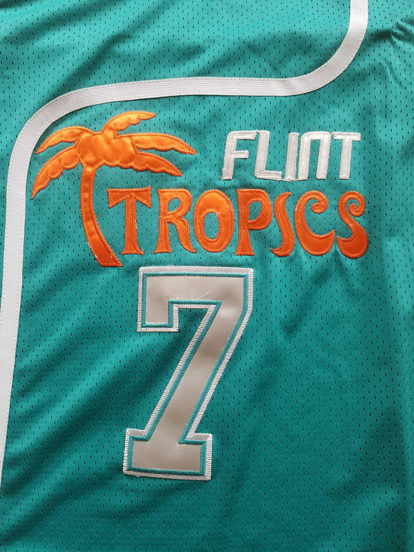 Flint Tropics 7 Coffee Black Basketball Jersey Semi Pro Team New