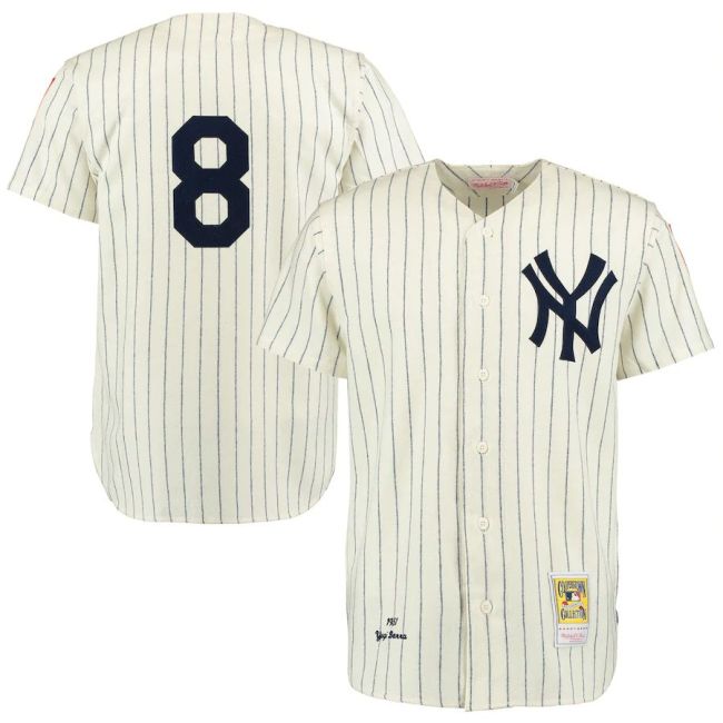 Men's Yogi Berra Cream & Navy 1951 Throwback Jersey